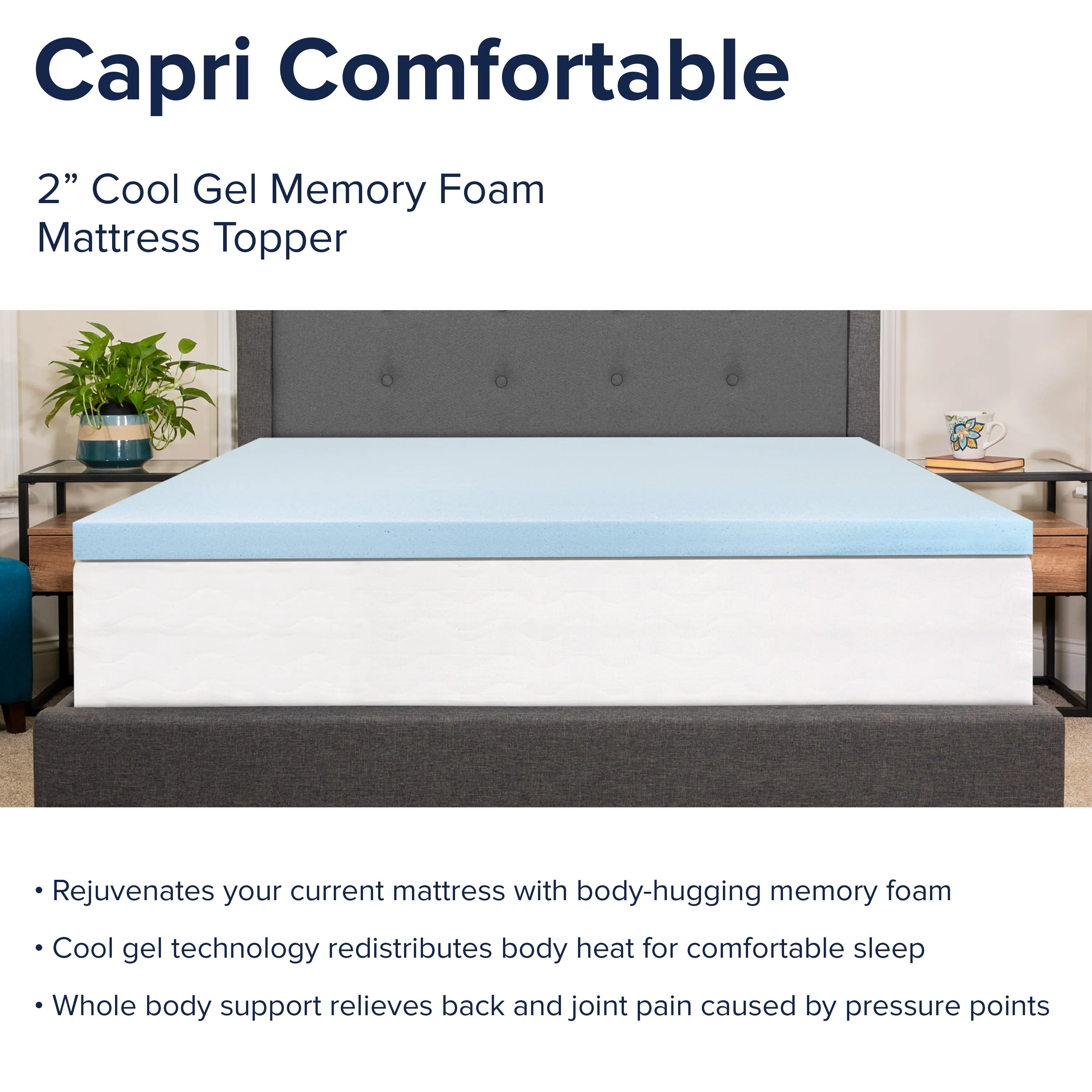 2" Twin Memory Foam Topper MR-M35-2-T-GG