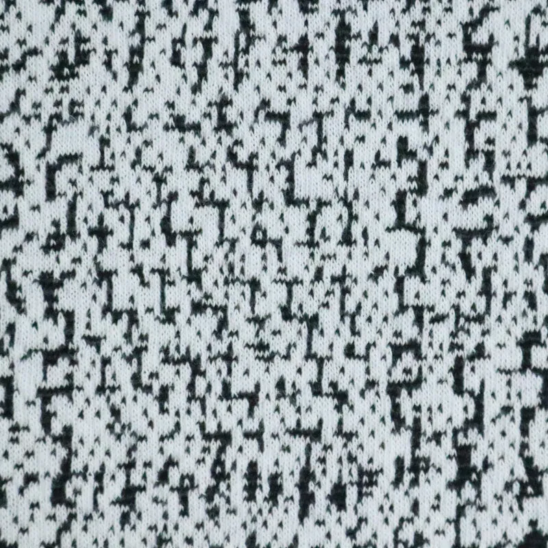 54/56" 270GSM Black and White Irregular Patterned Cotton/Polyester/Spandex Knit Jacquard Fabric by the Yard