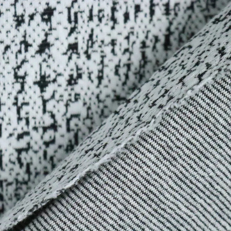 54/56" 270GSM Black and White Irregular Patterned Cotton/Polyester/Spandex Knit Jacquard Fabric by the Yard