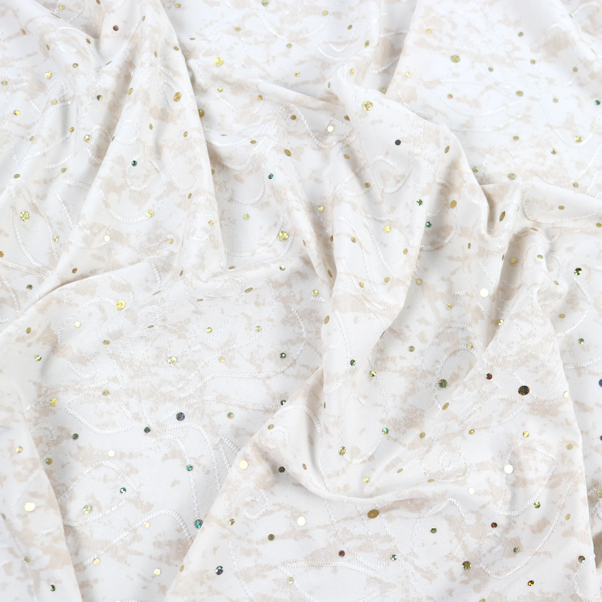 58-60" 2-color Speckled Design Polyester Single Spandex Knit Jacquard Fabric with Spangles by the Yard