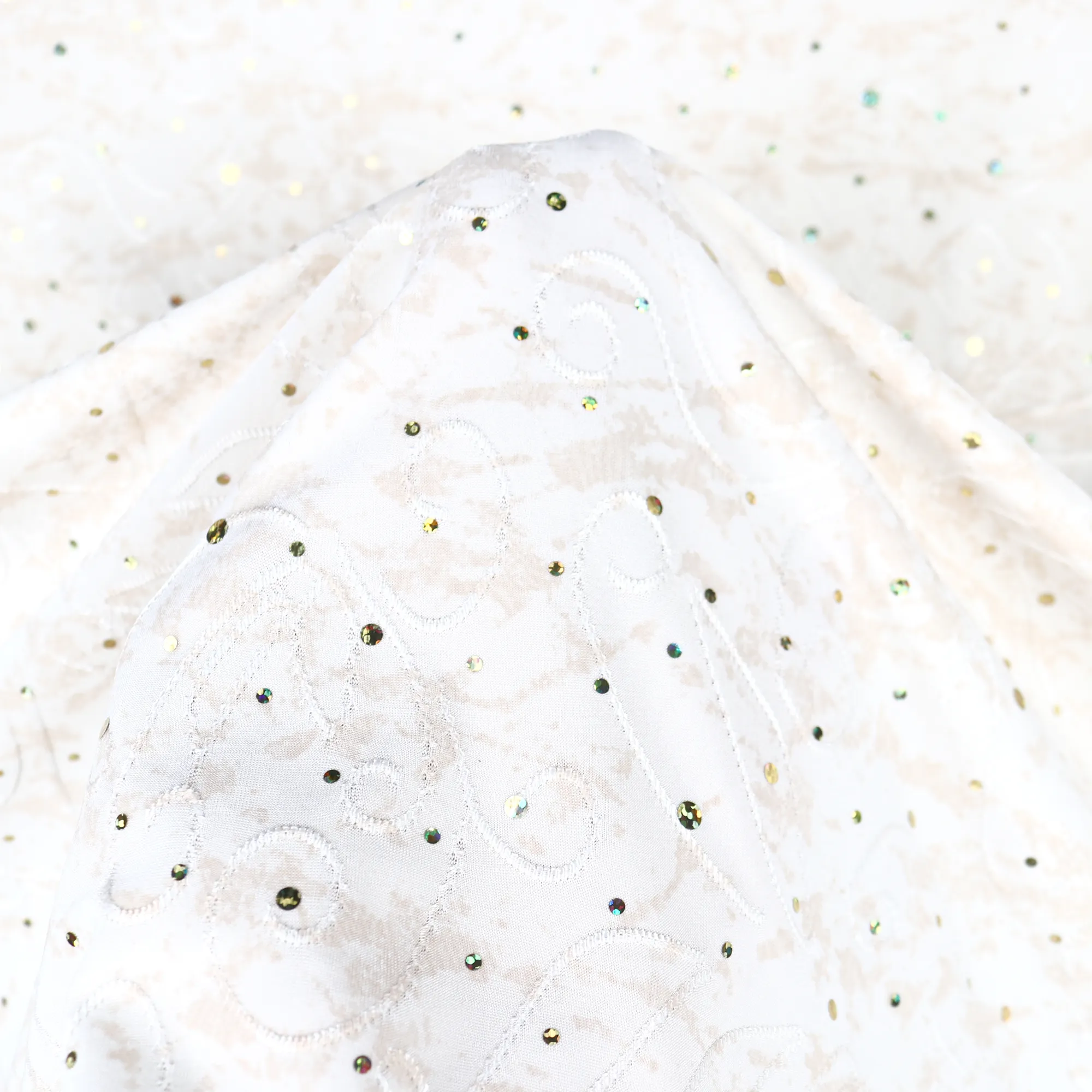 58-60" 2-color Speckled Design Polyester Single Spandex Knit Jacquard Fabric with Spangles by the Yard