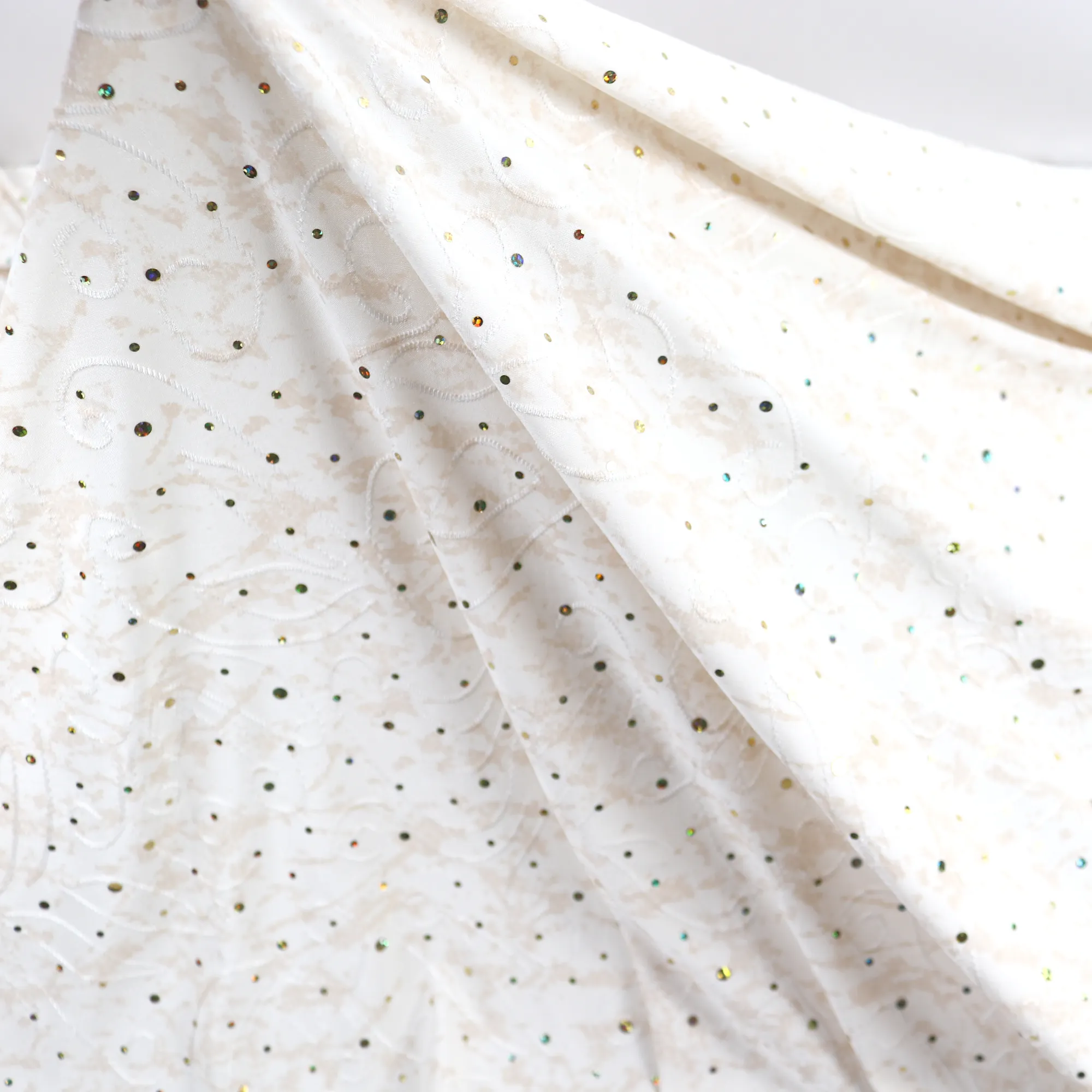58-60" 2-color Speckled Design Polyester Single Spandex Knit Jacquard Fabric with Spangles by the Yard
