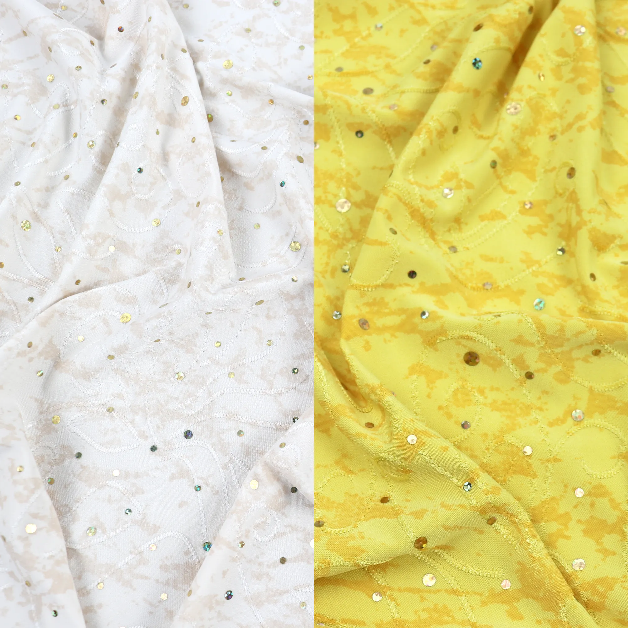 58-60" 2-color Speckled Design Polyester Single Spandex Knit Jacquard Fabric with Spangles by the Yard