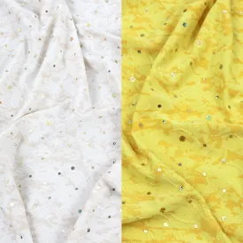 58-60" 2-color Speckled Design Polyester Single Spandex Knit Jacquard Fabric with Spangles by the Yard