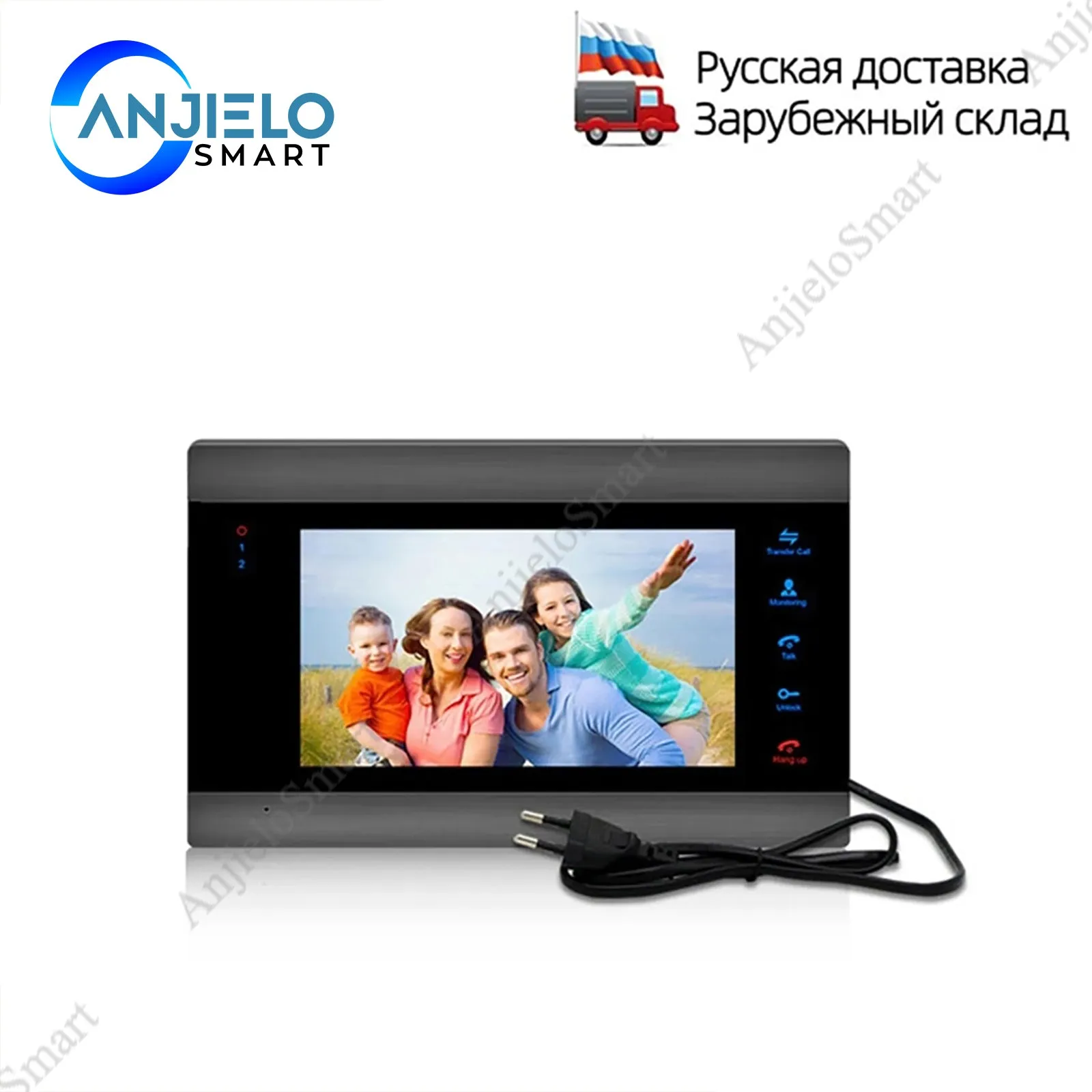 AnjieloSmart inch Indoor Monitor Single Unit Intercom System Mulit-language Wall Mounting Monitor