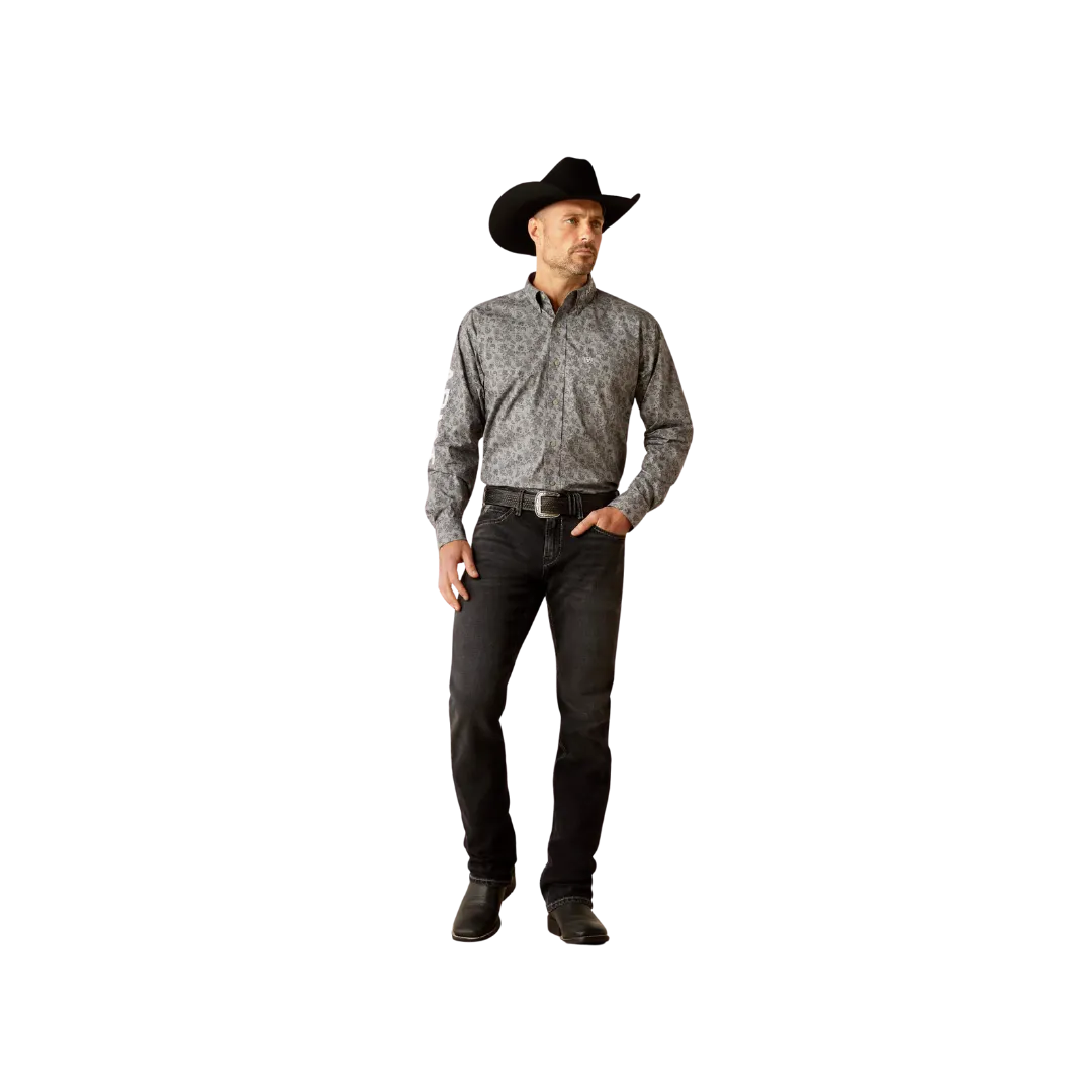 Ariat Men's Team Kendall Classic Fit Grey Light Grey Shirt