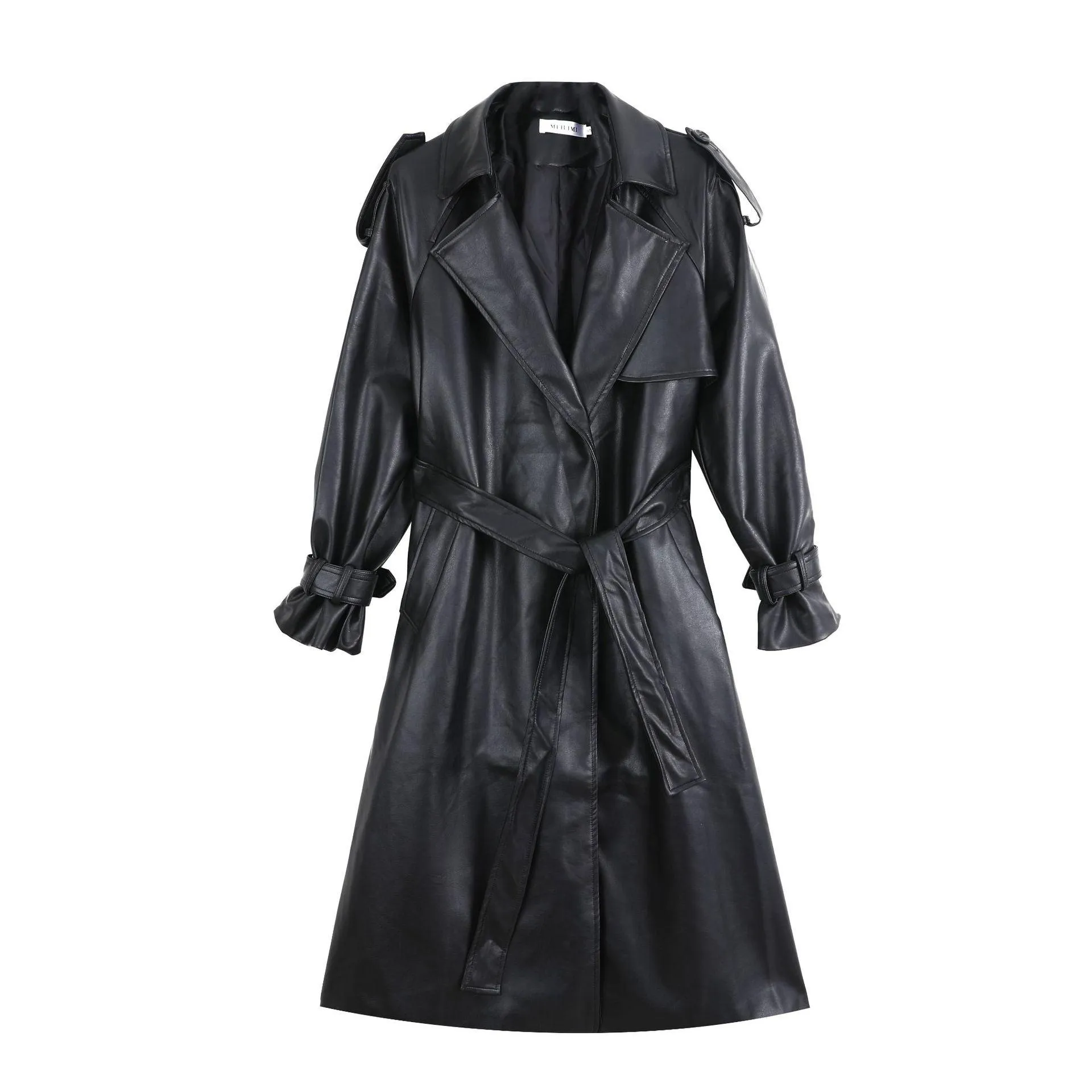 Autumn New Goddess Fan Mid-length Temperament Windbreaker Leather Jacket