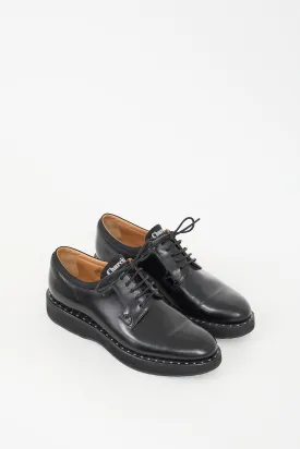 Black Leather Studded Platform Derby