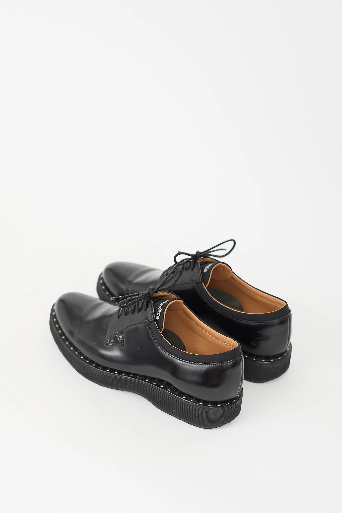 Black Leather Studded Platform Derby