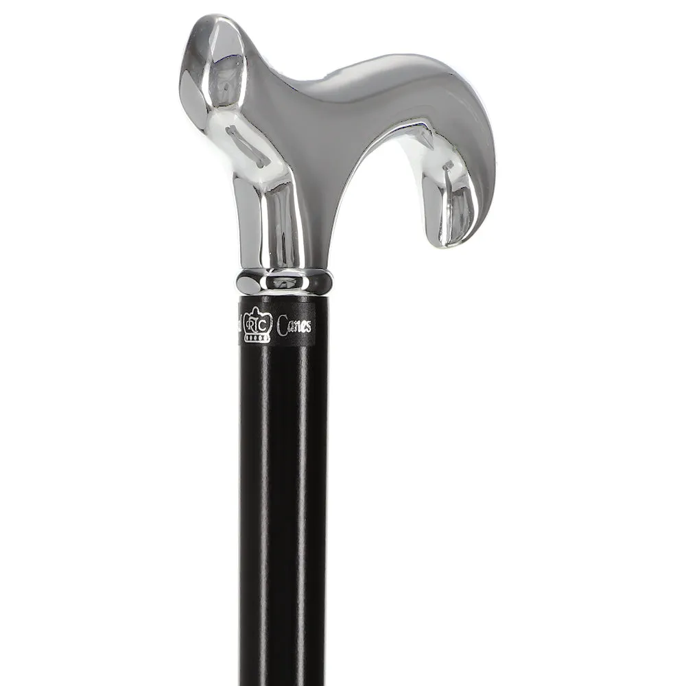 Formal Luxury Chrome Derby Cane: Silver Collar & SafeTbase