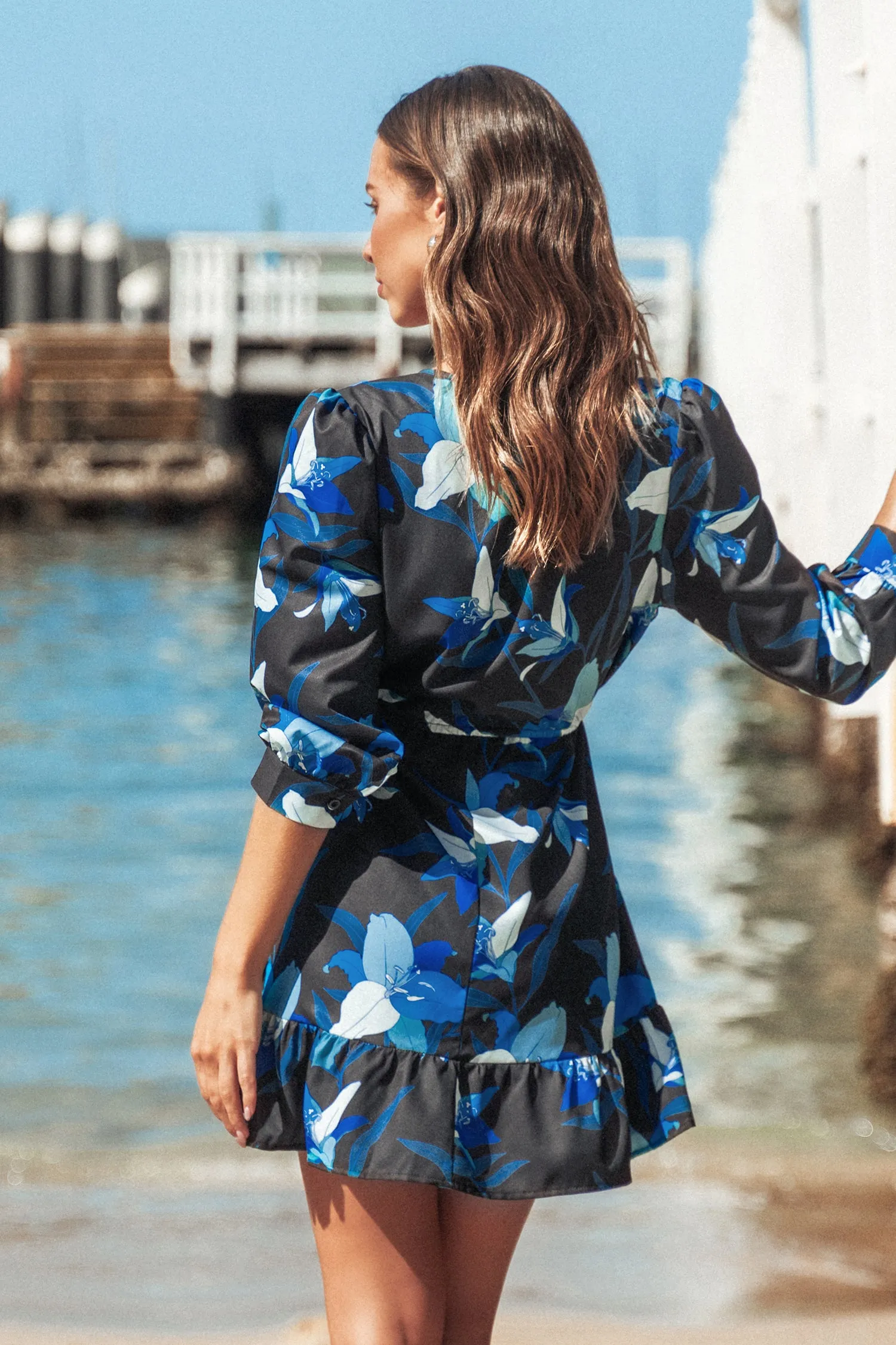 Kaitlynn Tropical Floral Drawstring Cover-Up Dress