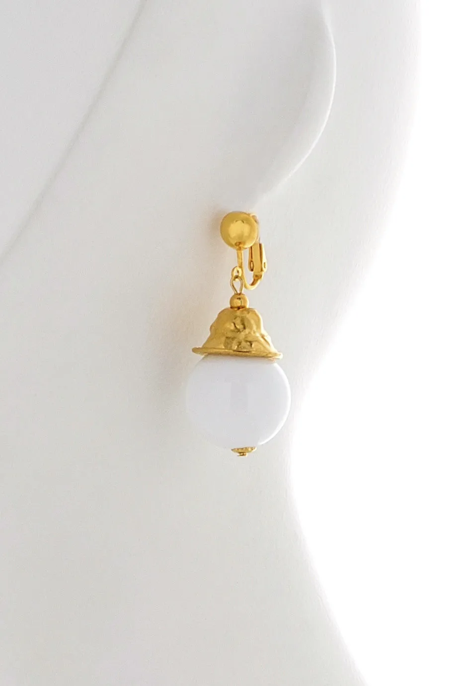 KENNETH JAY LANE CELINE White Resin Earrings