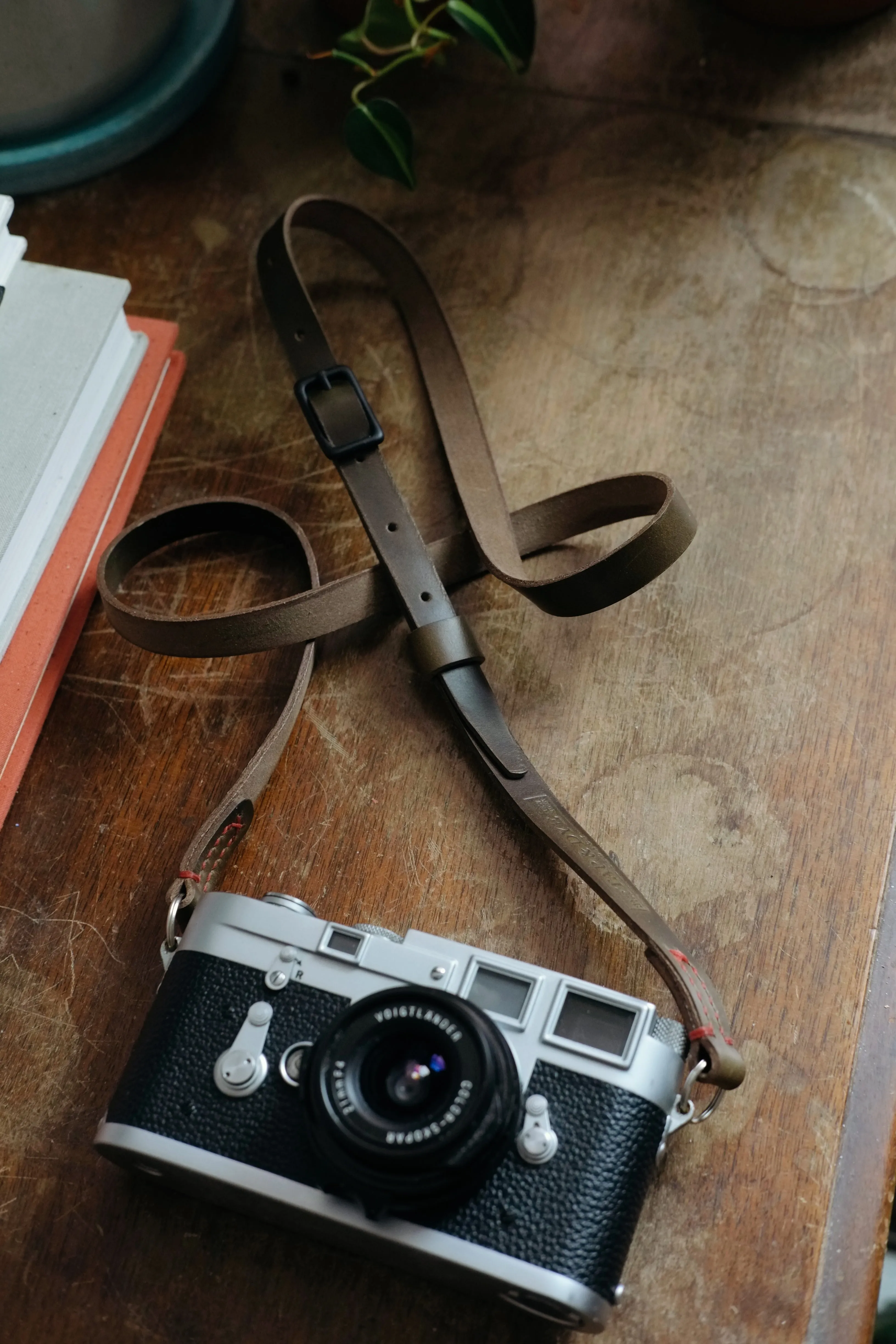 LEGACY slim adjustable camera strap - Brown & Olive Horween