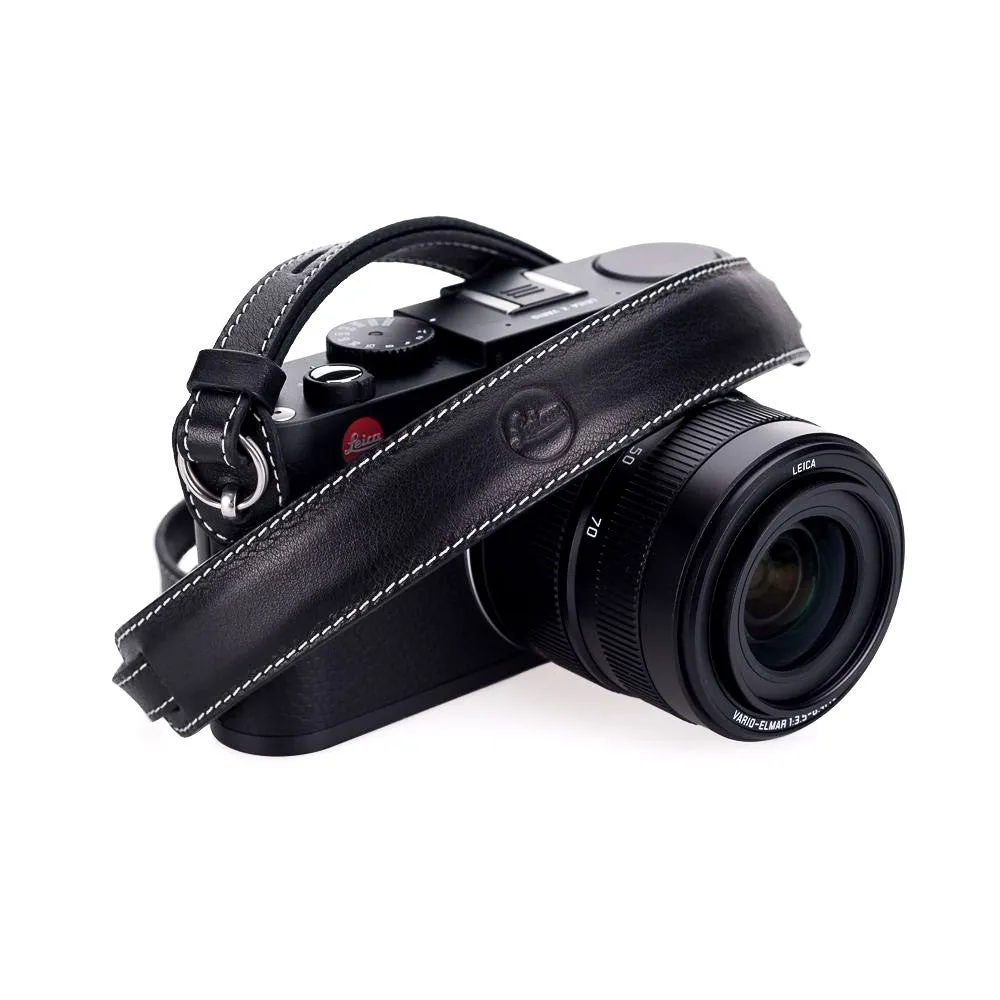 Leica Leather Neckstrap with protection flap, Black