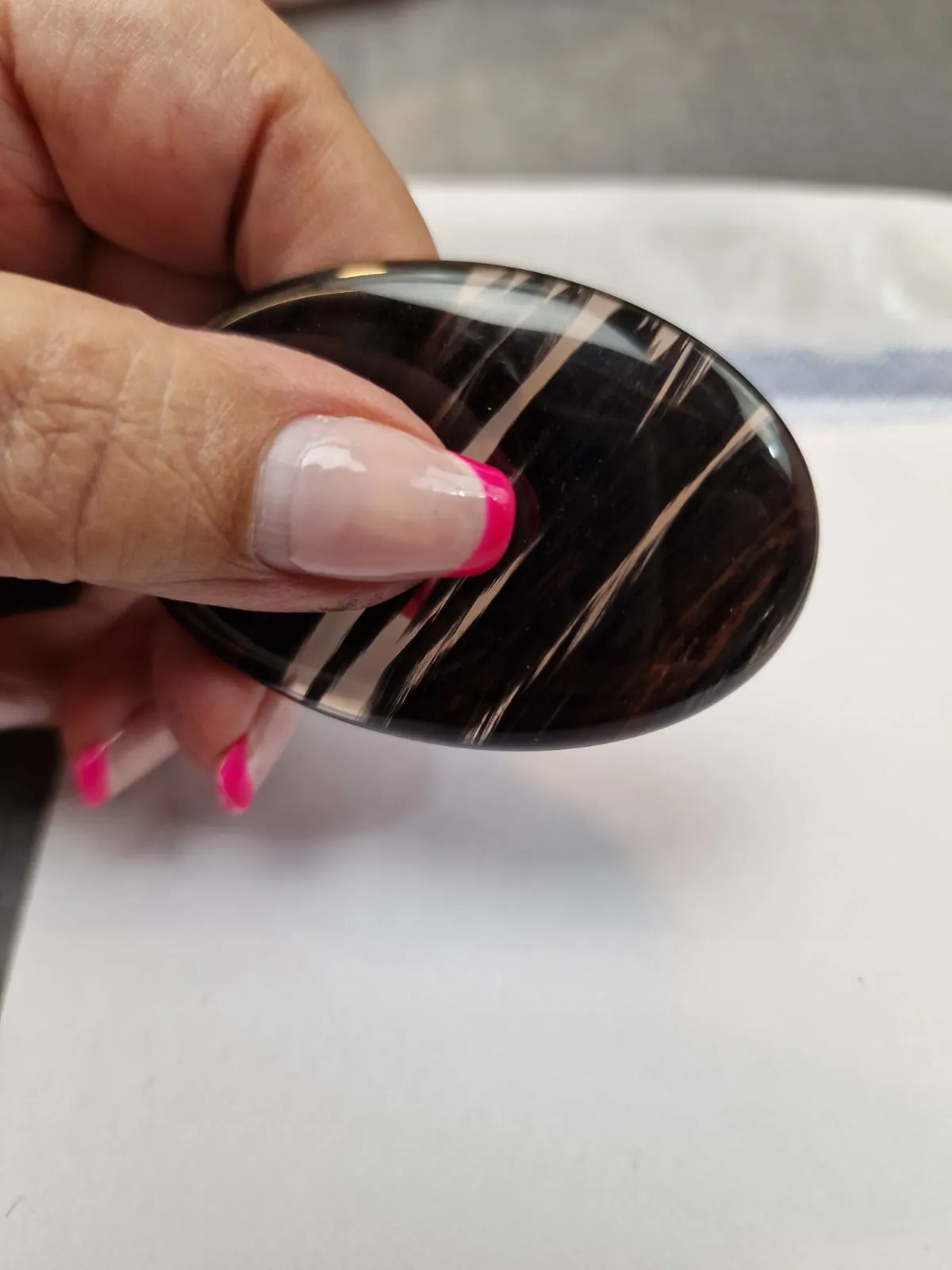 Midnight Lace Obsidian Thumb Stone | Grounding, Protective, & Spiritually Calming