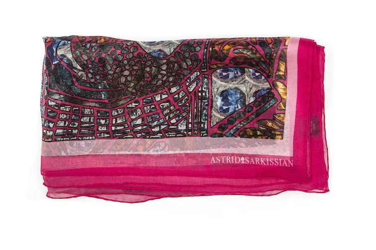 Pink Fish Chiffon Scarf