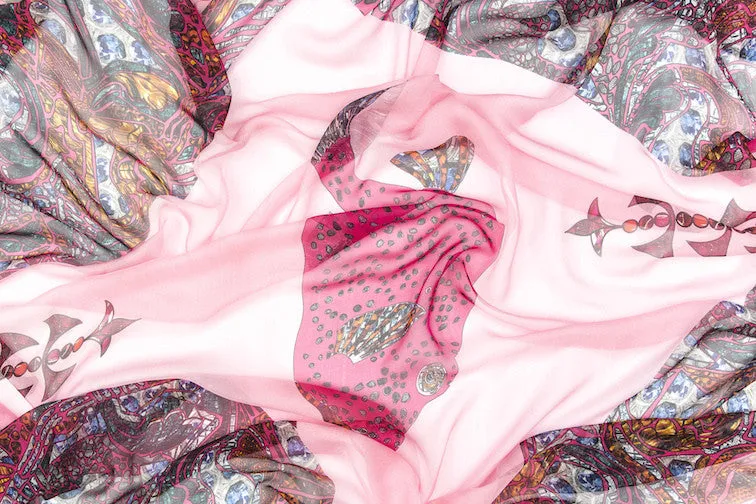 Pink Fish Chiffon Scarf