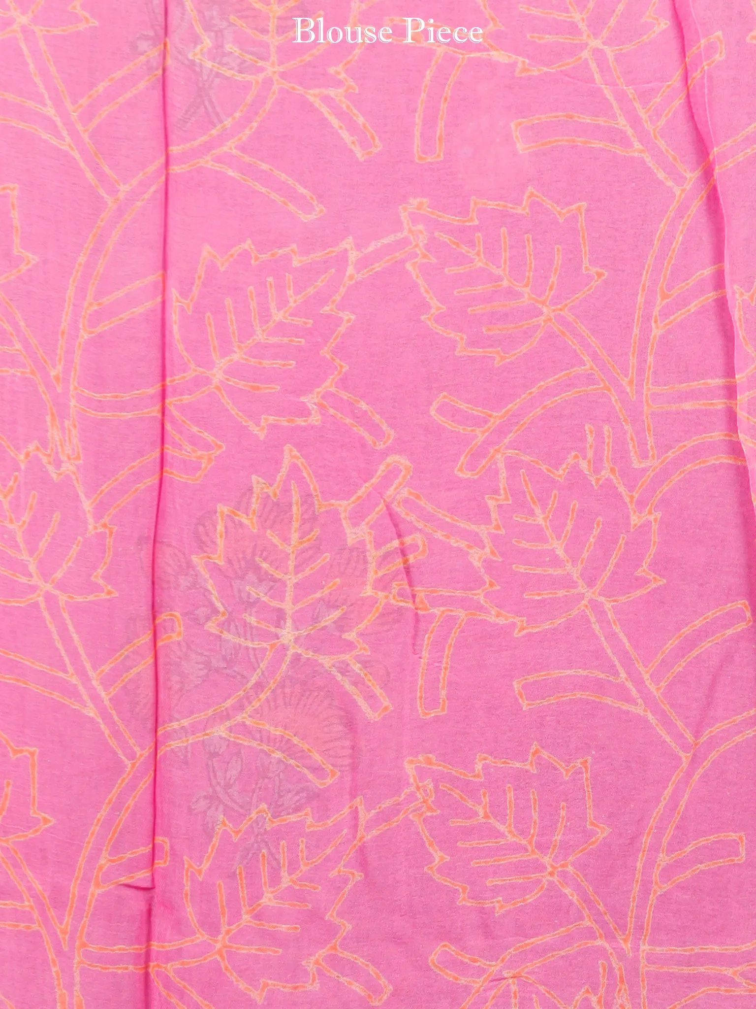 Pink Orange Hand Block Printed Chiffon Saree with Zari Border - S031703414