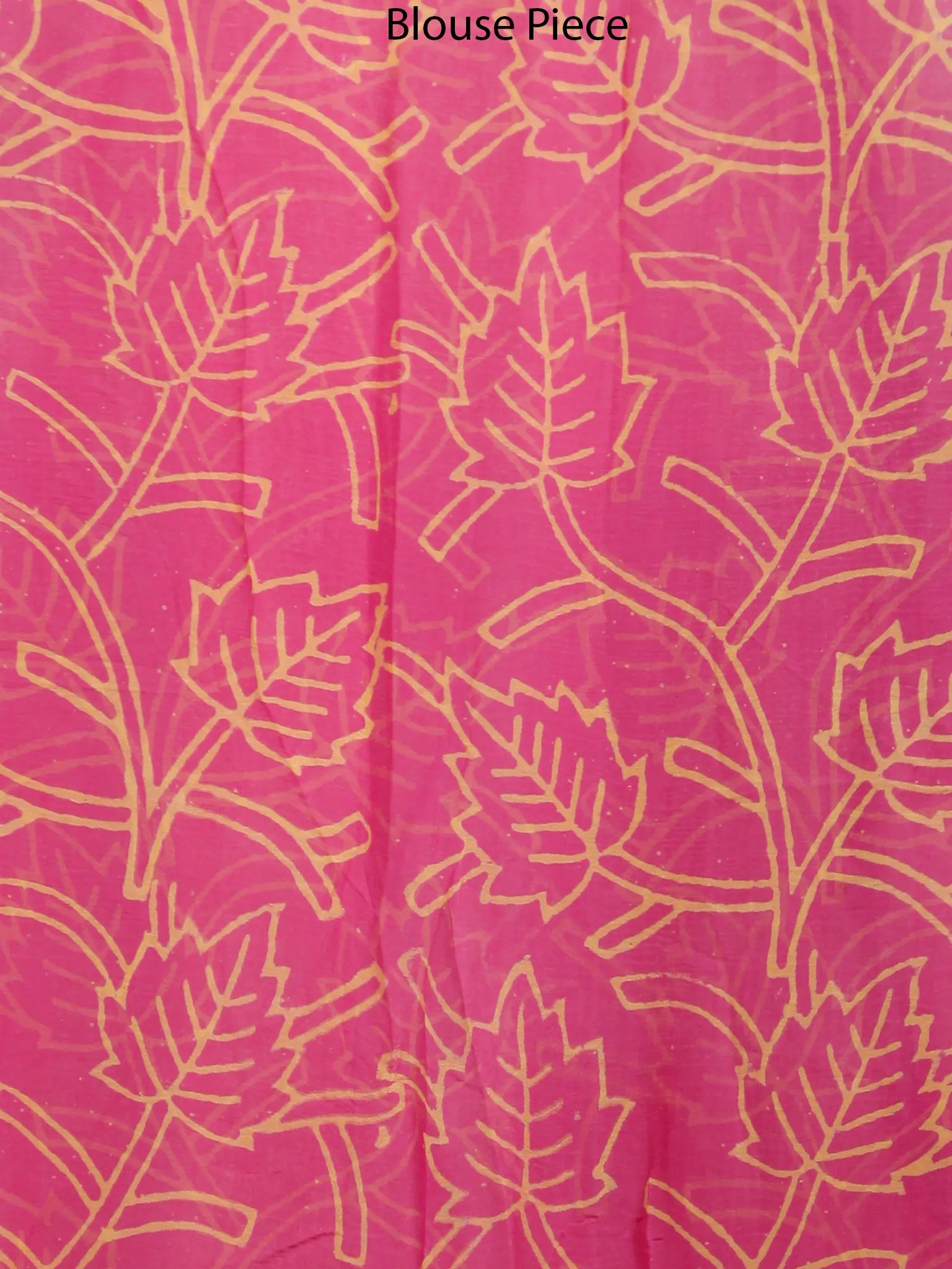 Pink Yellow Green Hand Block Printed Chiffon Saree with Zari Border - S031703500