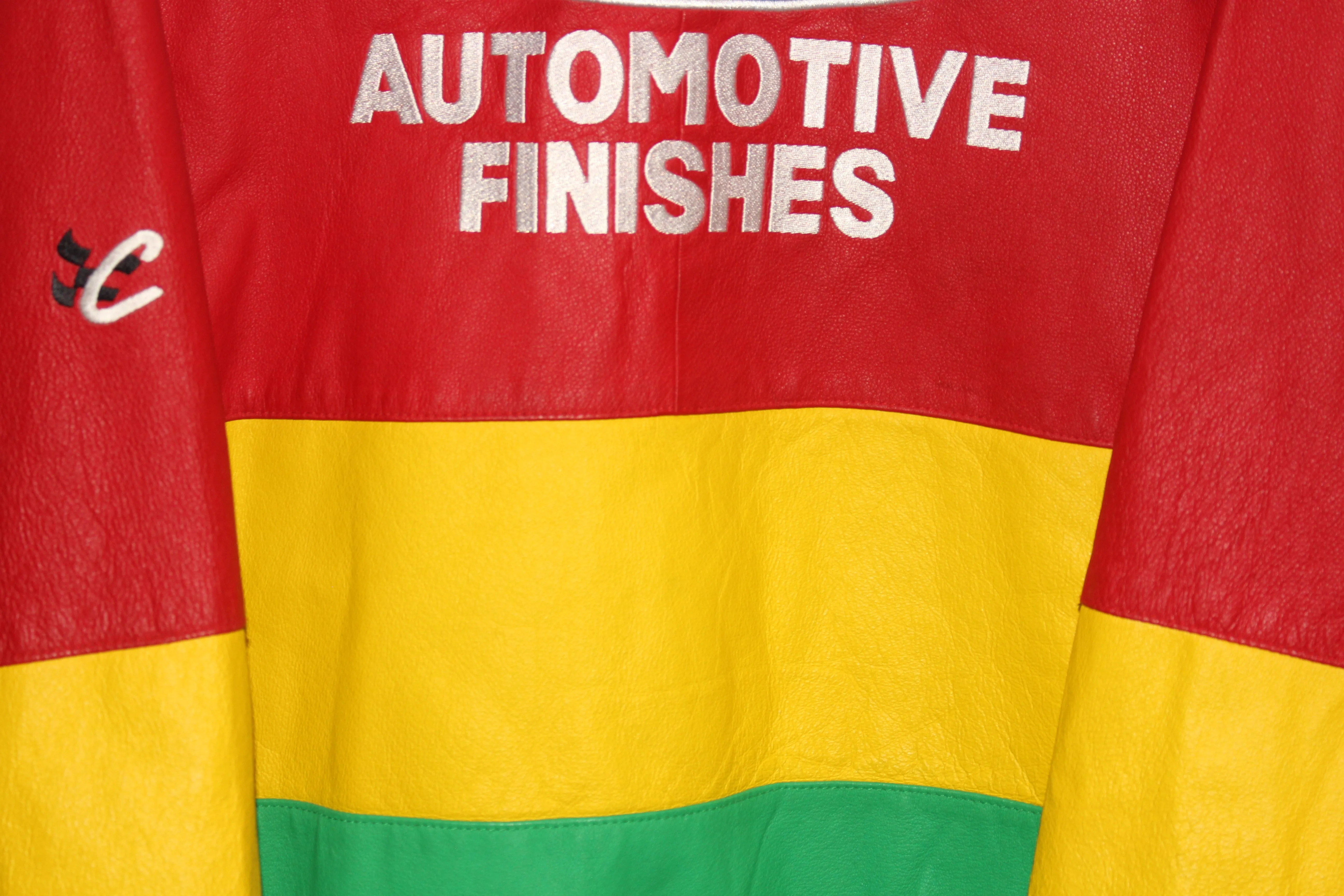 Rare DuPont Racing Rainbow Series NASCAR Jeff Gordon #24 Leather Chase Authentics Jacket (L)