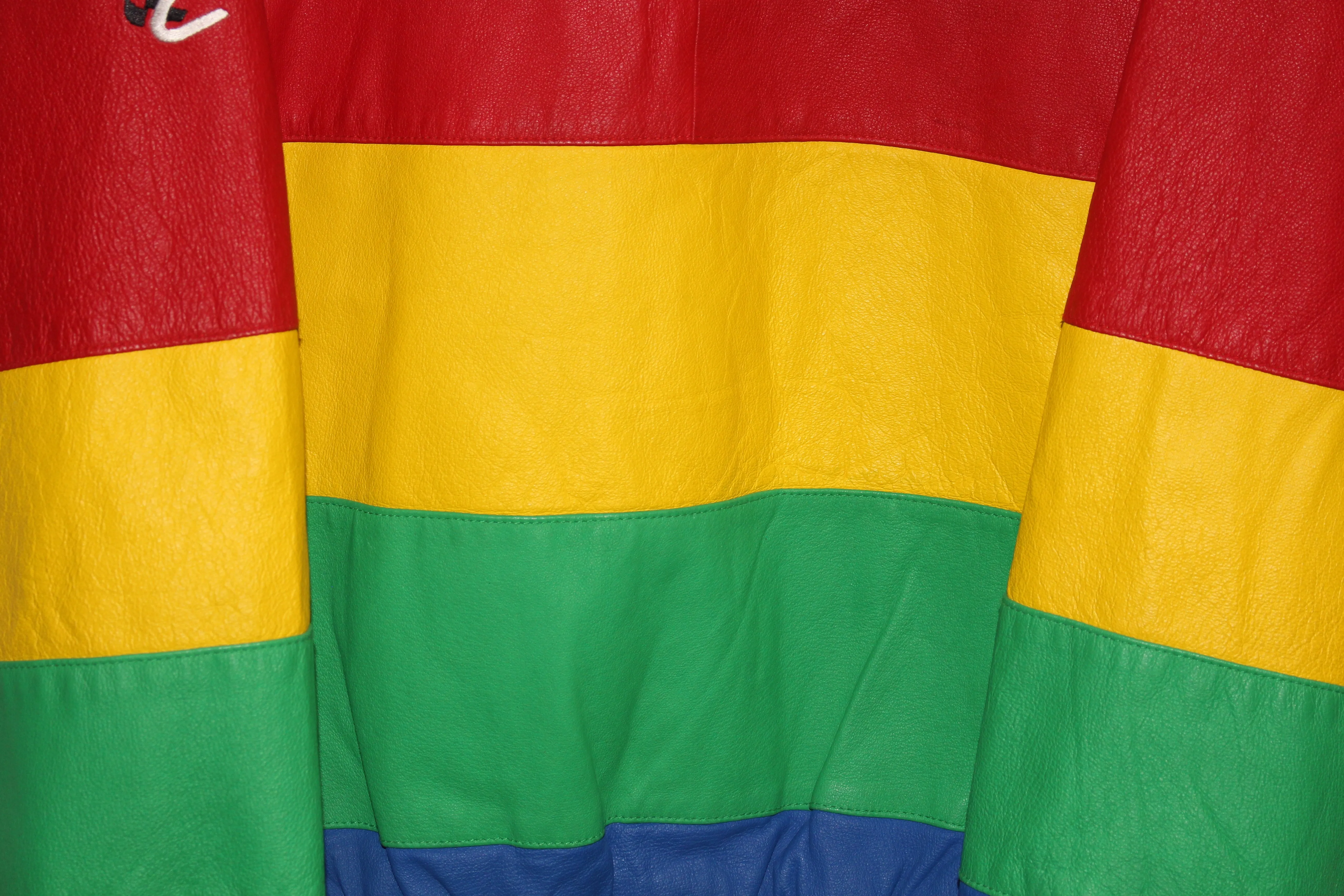 Rare DuPont Racing Rainbow Series NASCAR Jeff Gordon #24 Leather Chase Authentics Jacket (L)