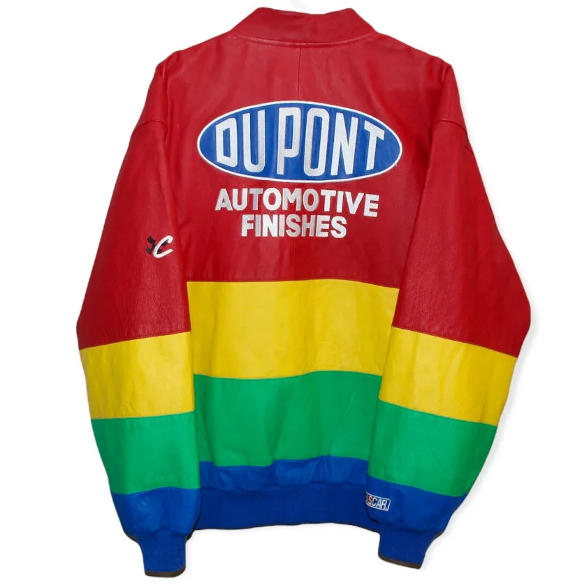Rare DuPont Racing Rainbow Series NASCAR Jeff Gordon #24 Leather Chase Authentics Jacket (L)