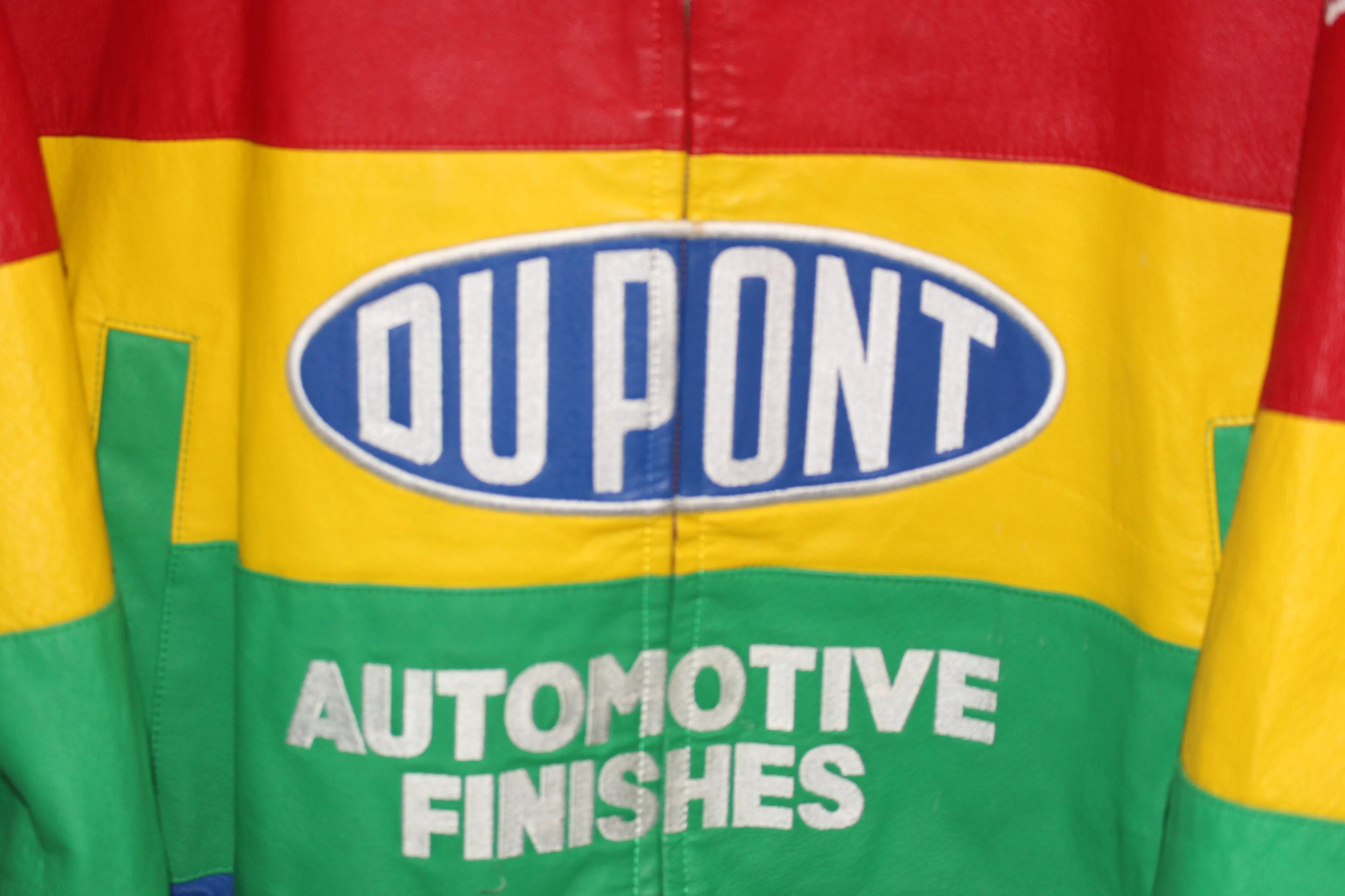 Rare DuPont Racing Rainbow Series NASCAR Jeff Gordon #24 Leather Chase Authentics Jacket (L)