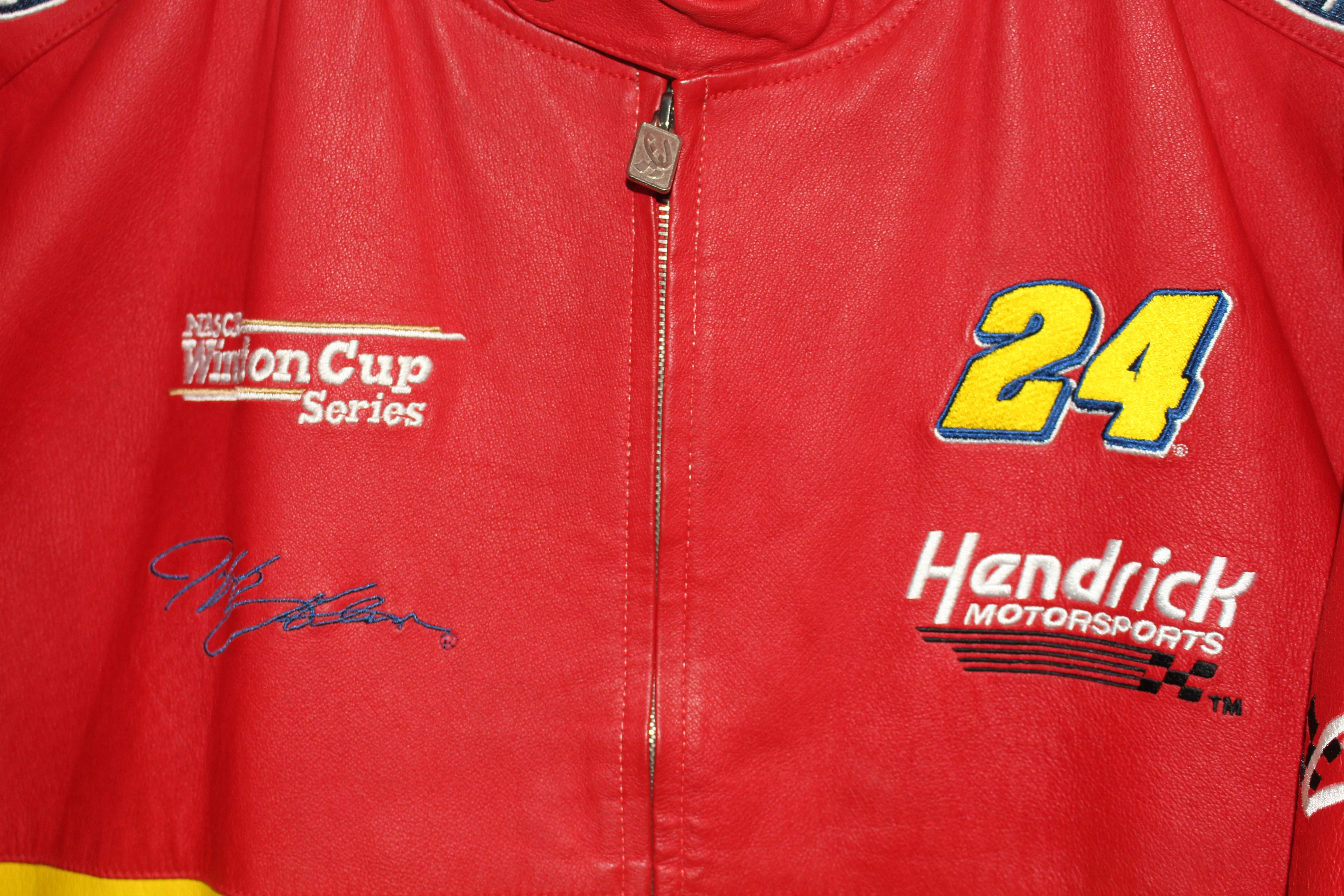Rare DuPont Racing Rainbow Series NASCAR Jeff Gordon #24 Leather Chase Authentics Jacket (L)