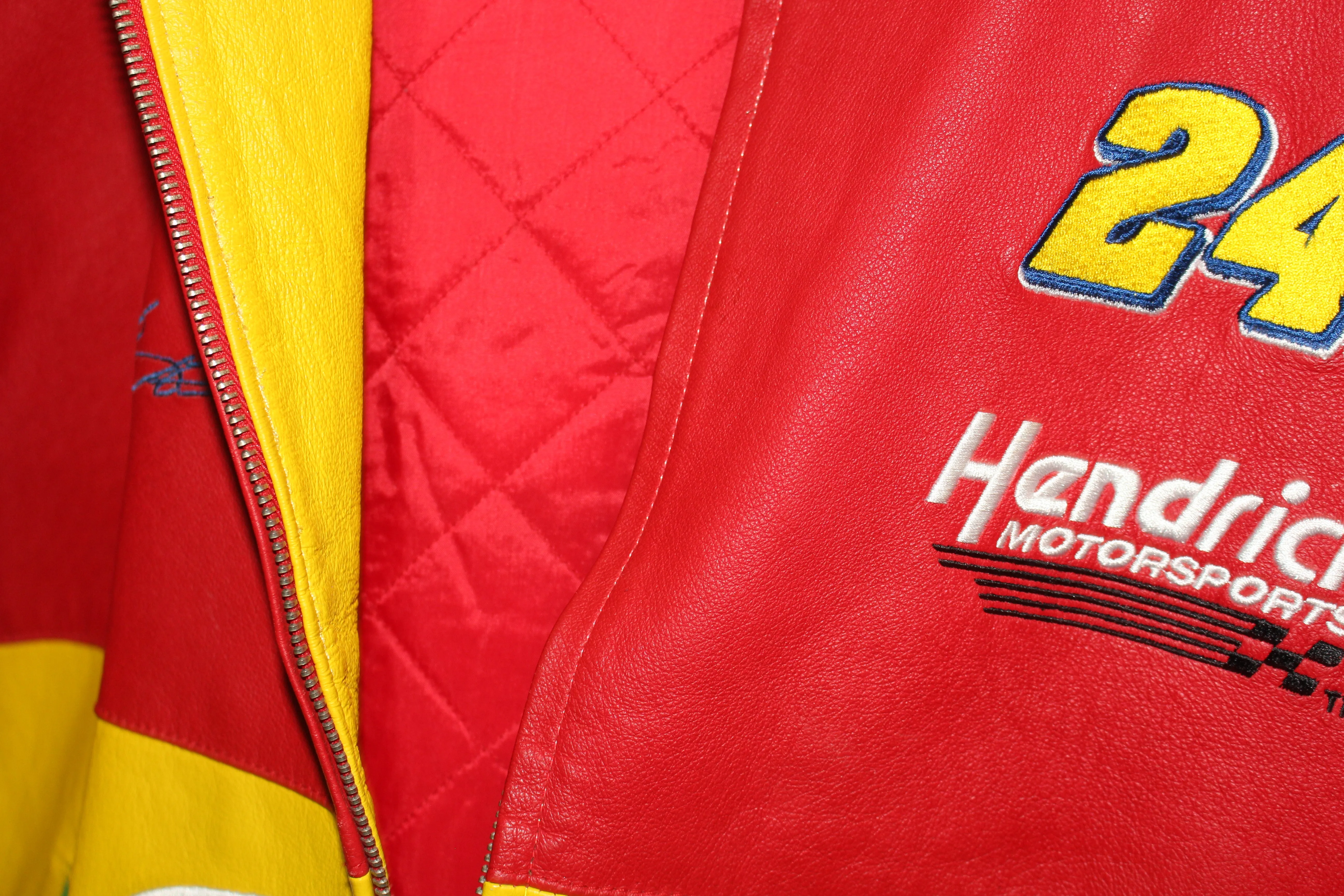 Rare DuPont Racing Rainbow Series NASCAR Jeff Gordon #24 Leather Chase Authentics Jacket (L)