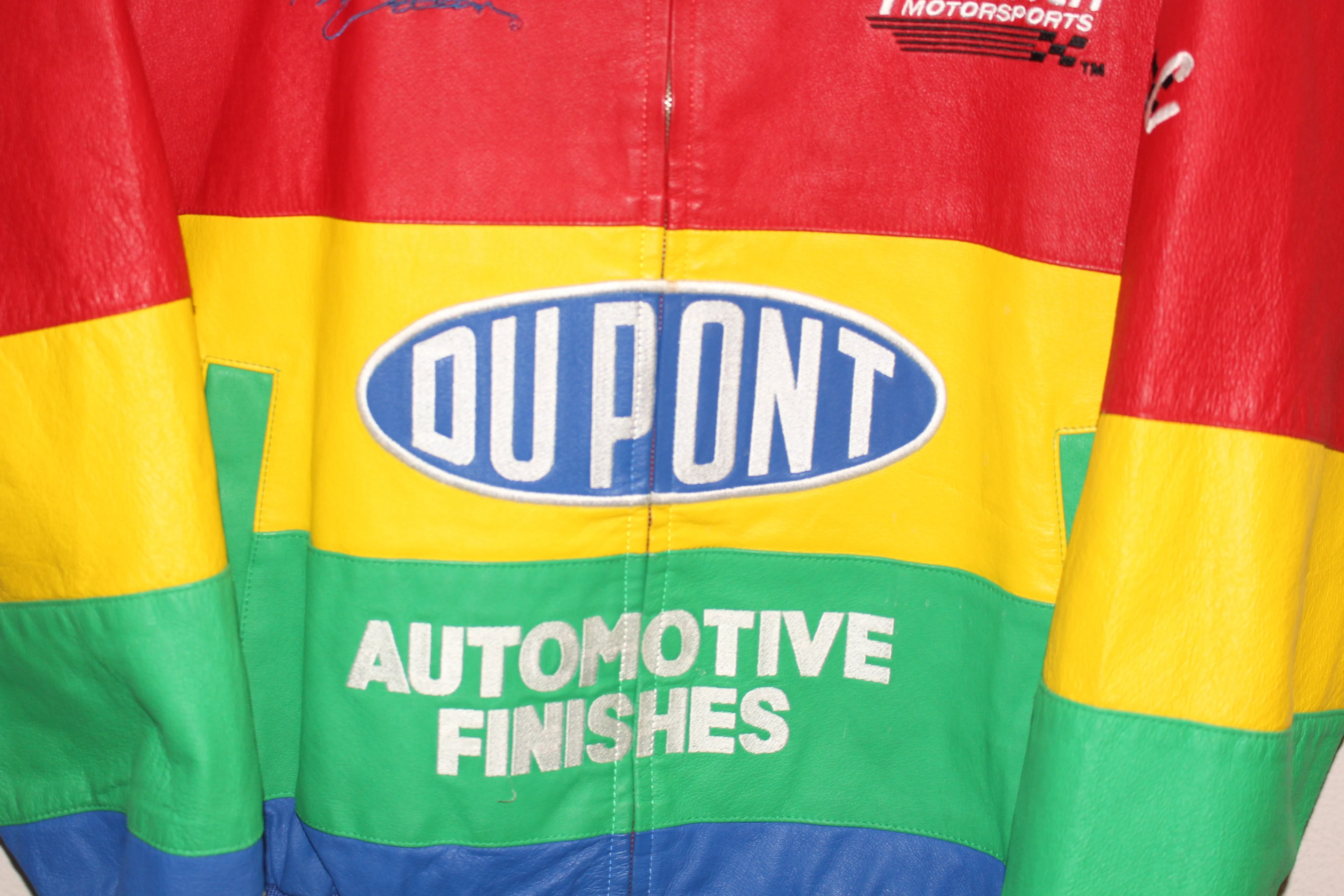 Rare DuPont Racing Rainbow Series NASCAR Jeff Gordon #24 Leather Chase Authentics Jacket (L)