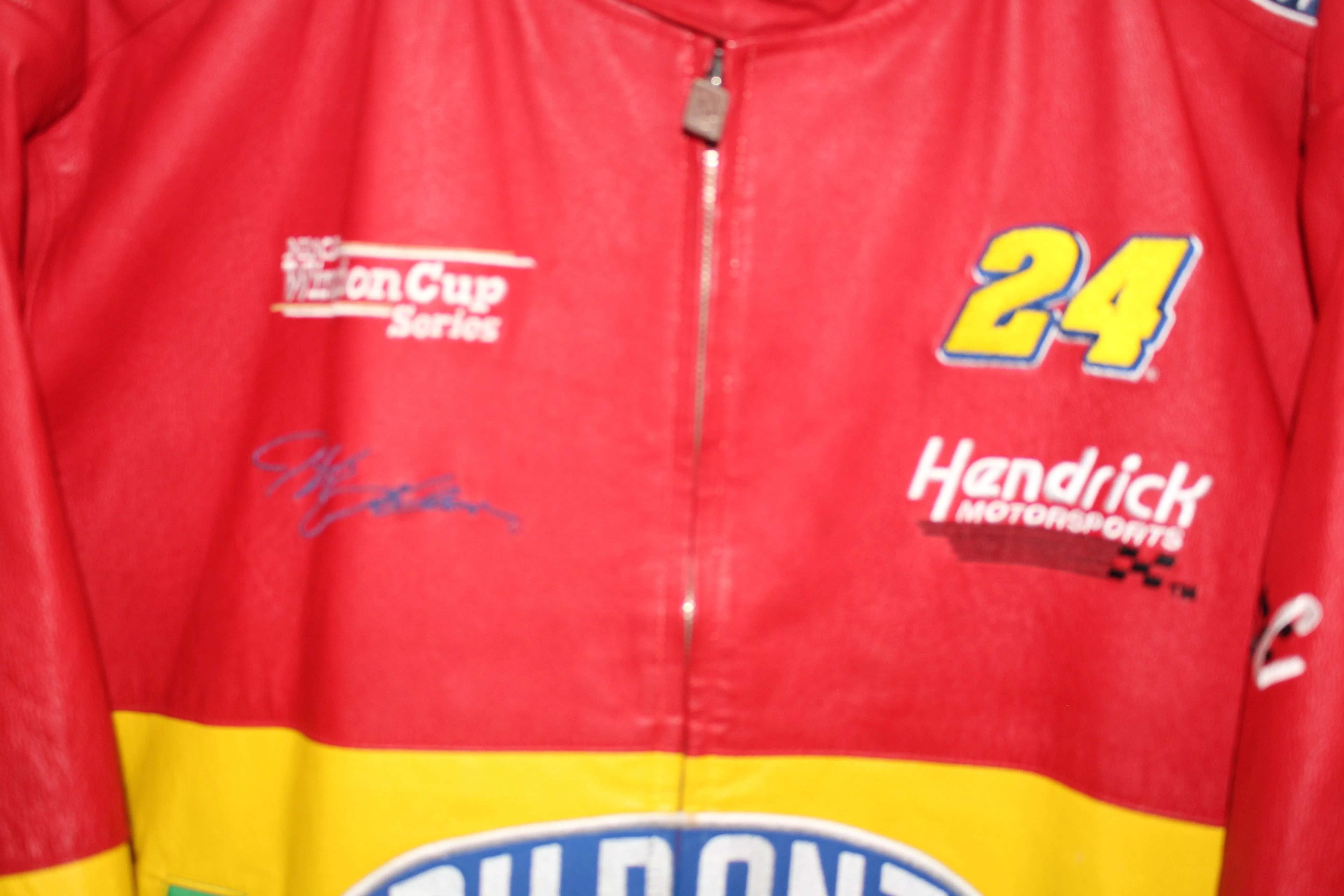 Rare DuPont Racing Rainbow Series NASCAR Jeff Gordon #24 Leather Chase Authentics Jacket (L)