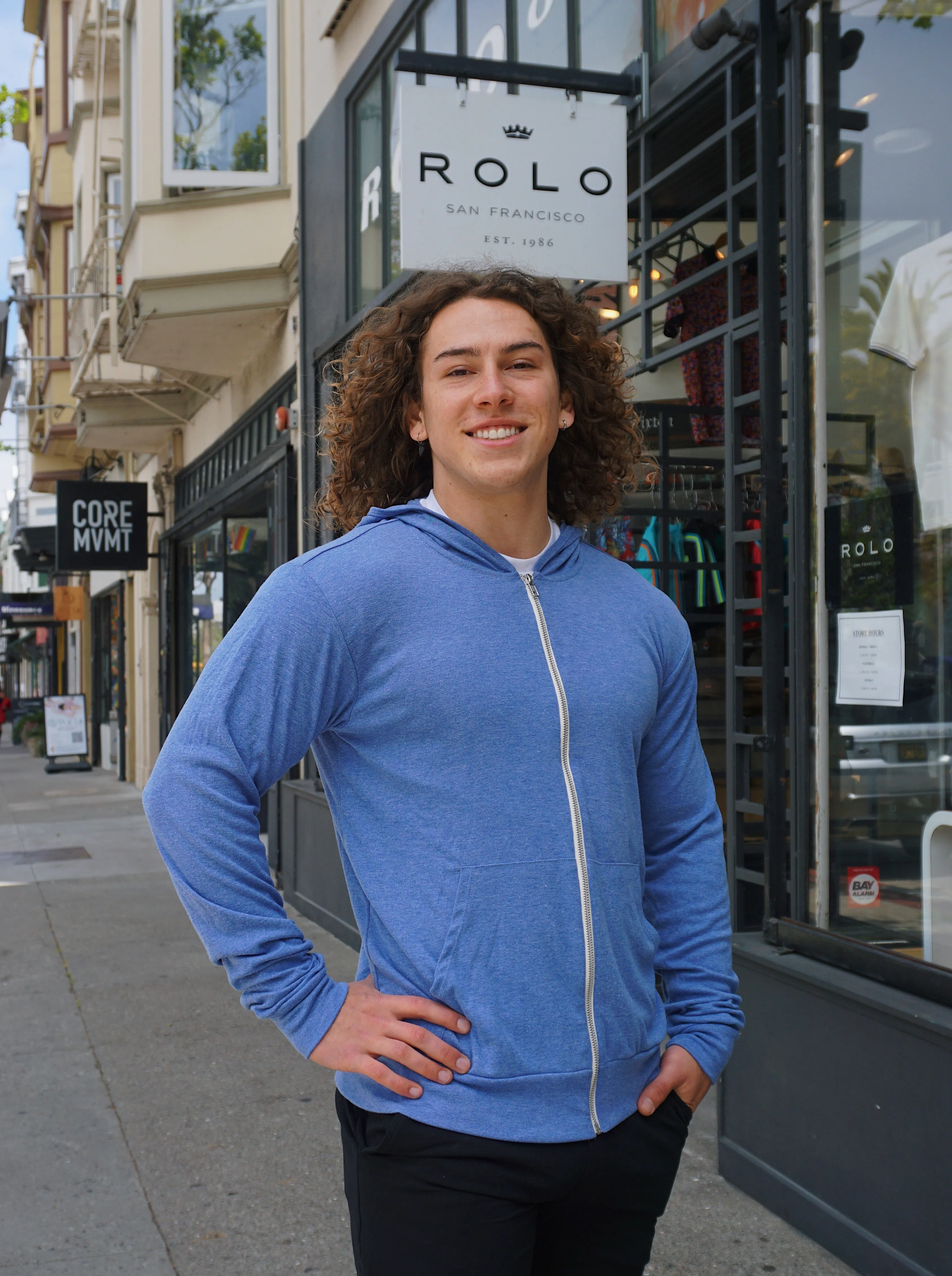 ROLO PREMIUM ZIP FRONT HOODIE BLUE