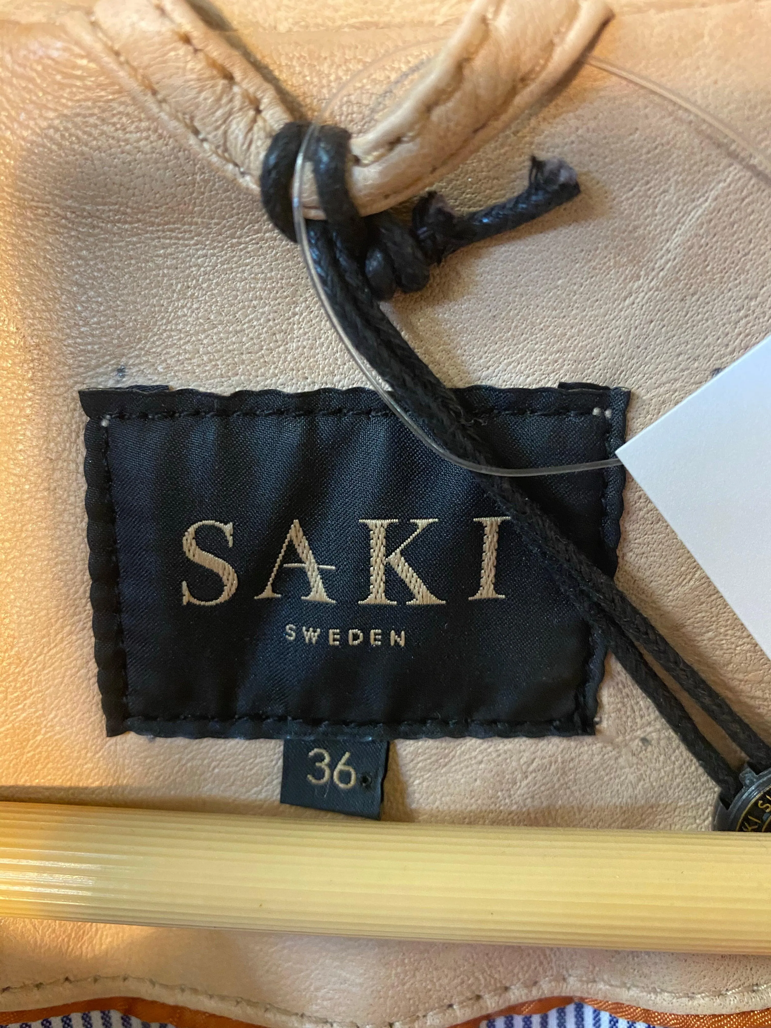 Saki Sweden "Gella" Biker Jacket Beige Leather Size 36 (UK10) BNWT