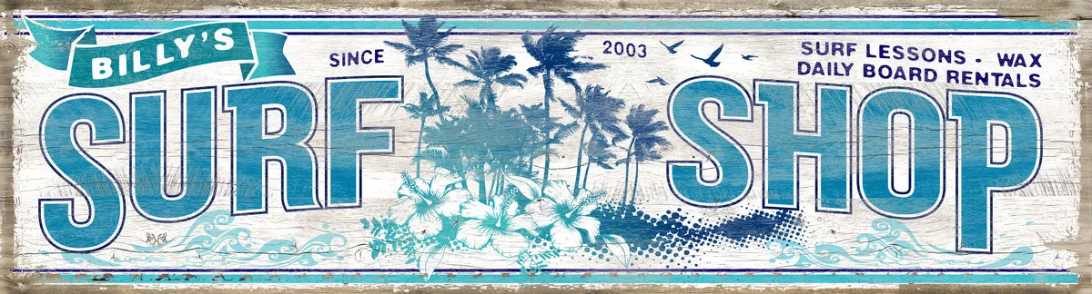 Surf Decor Beach House Sign  - Surf Shop Blues