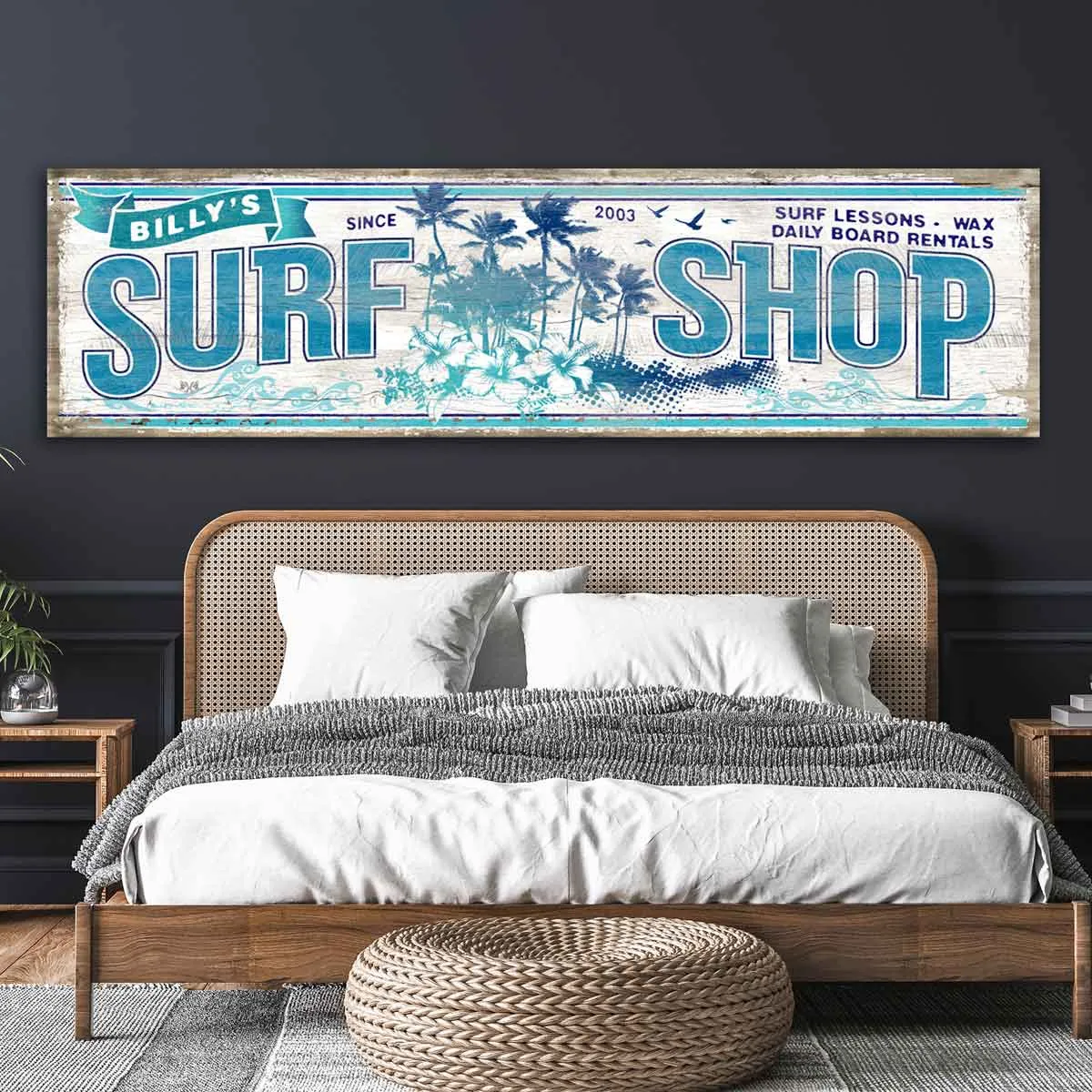 Surf Decor Beach House Sign  - Surf Shop Blues