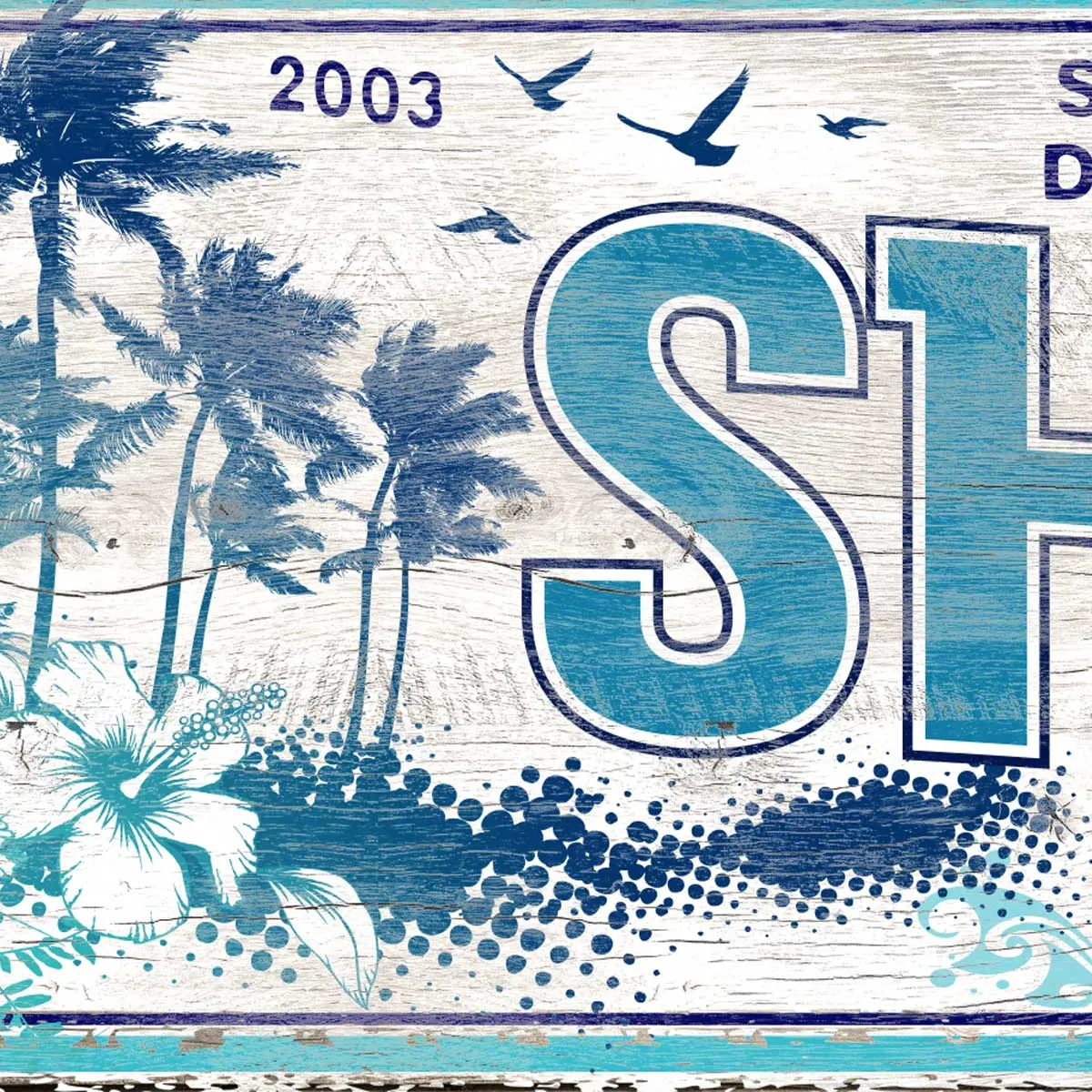 Surf Decor Beach House Sign  - Surf Shop Blues