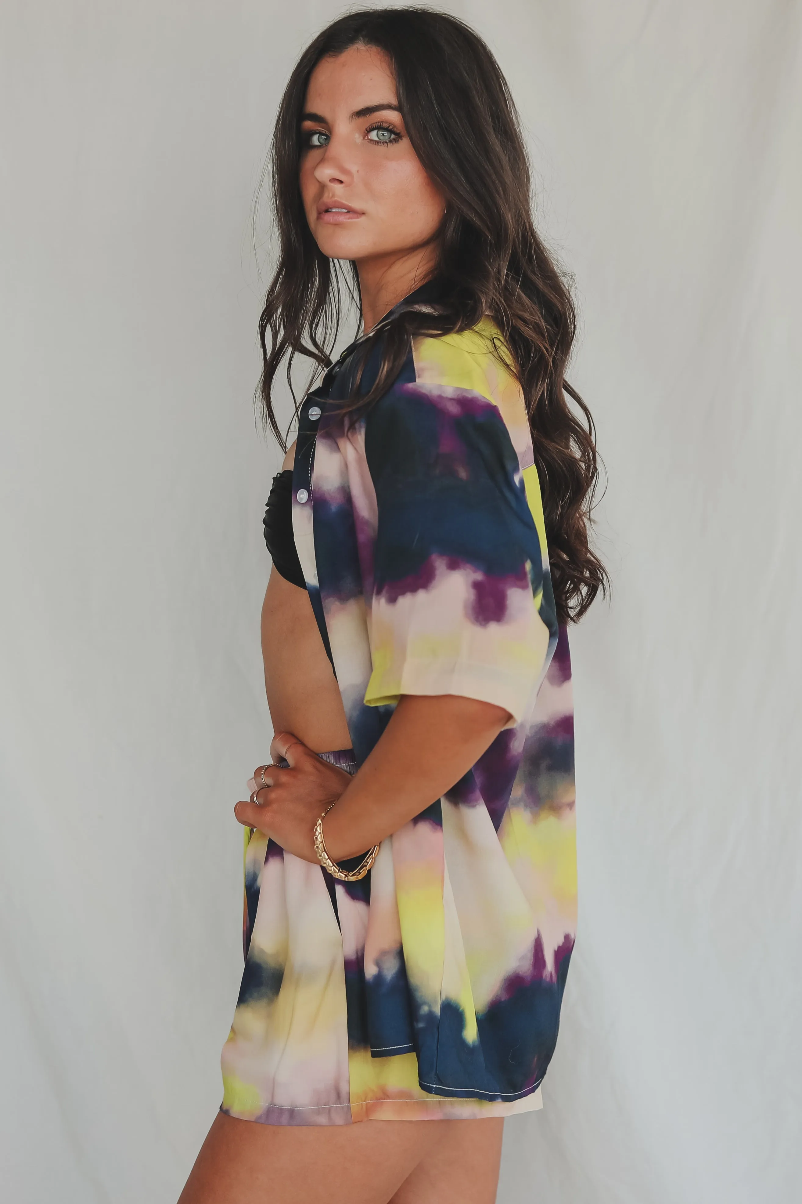 Talk Beachy To Me Tie Dye Button Up Top