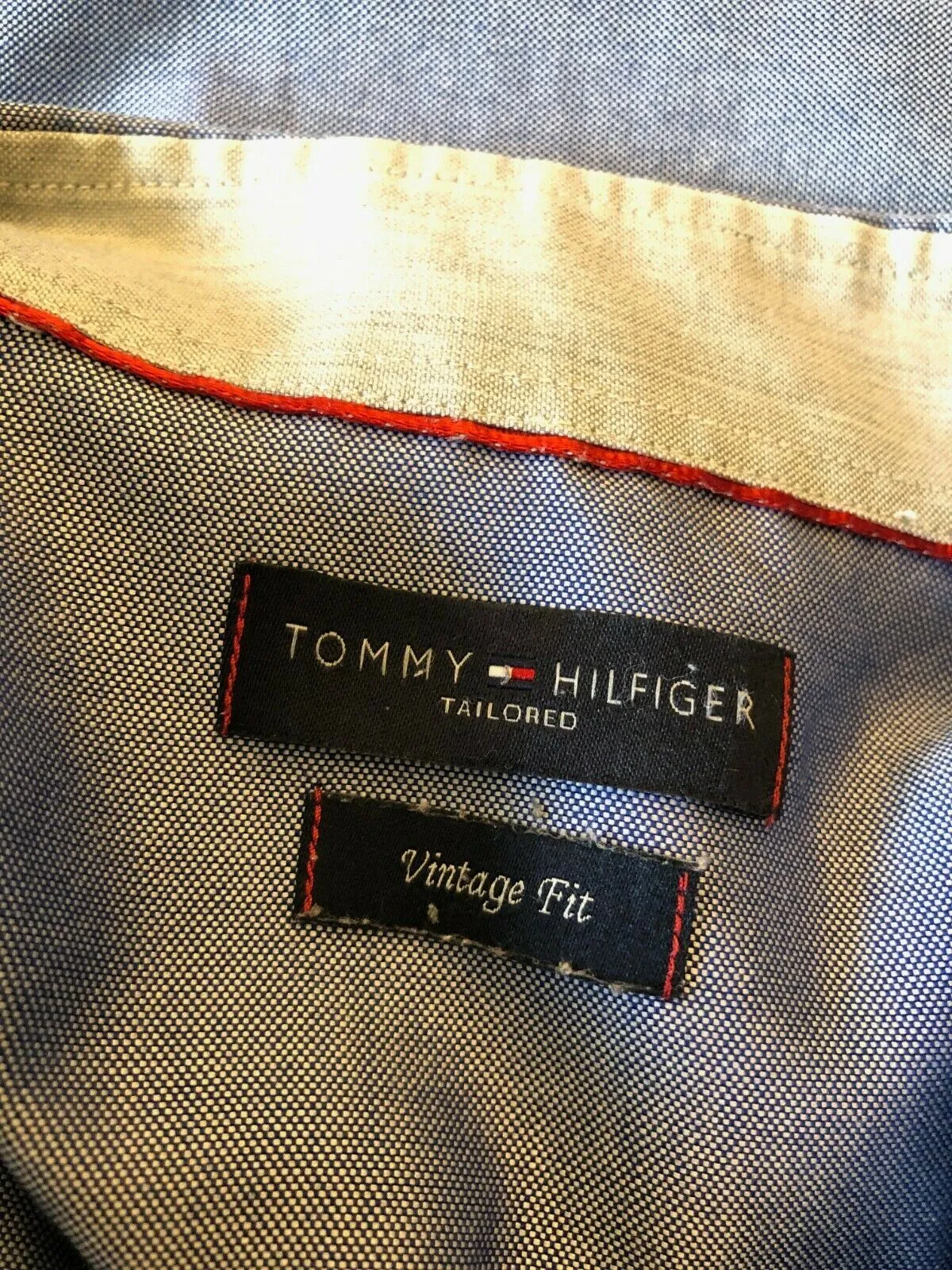 Tommy Hilfiger Men's Mid Blue Elbow Patch Long Sleeve Shirt Size 40 15 3/4"