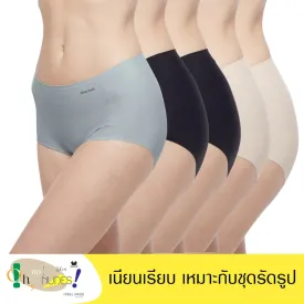 Wacoal Oh my nudes panty กางเกงในไร้ขอบ เนียนเรียบ รูปแบบเต็มตัว Set 5 ชิ้น รุ่น WU4F99 คละสี (สีเบจ2-สีดำ2-สีเทา1)